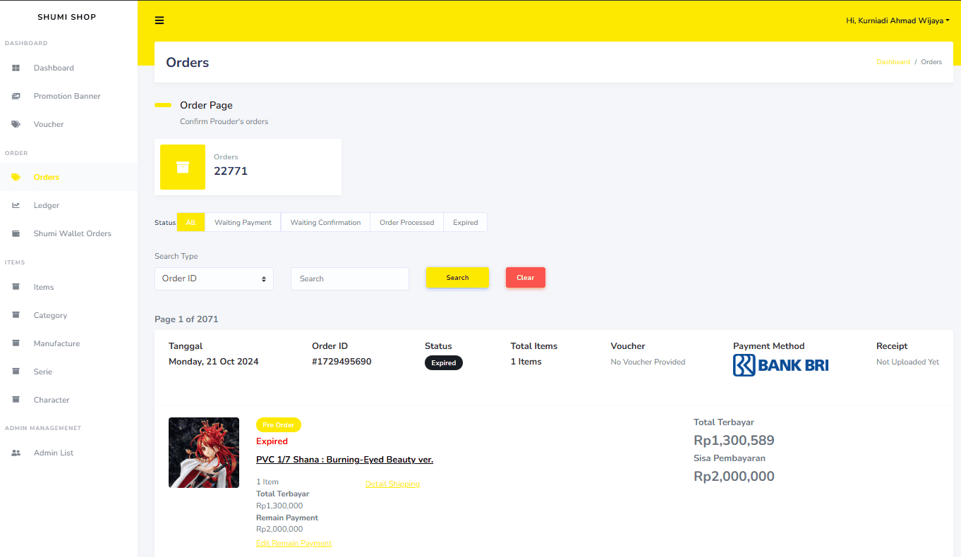 Shumi Admin Dashboard